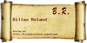 Billes Roland névjegykártya